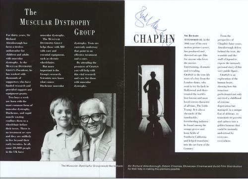 Richard Attenborough Chaplin - Autographed Handbill handbill UK RA2HBCH268976