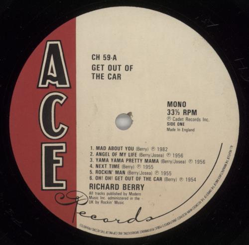 Richard Berry Get Out Of The Car vinyl LP album (LP record) UK R3CLPGE548670