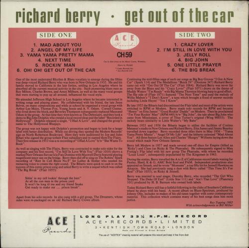 Richard Berry Get Out Of The Car vinyl LP album (LP record) UK R3CLPGE548670