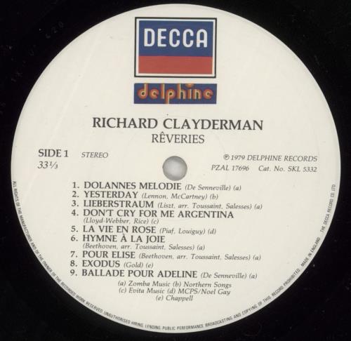 Richard Clayderman R�veries vinyl LP album (LP record) UK RC1LPRV388854