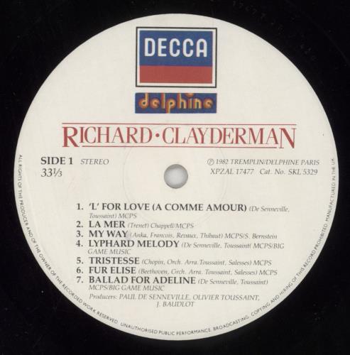 Richard Clayderman Richard Clayderman vinyl LP album (LP record) UK RC1LPRI304404