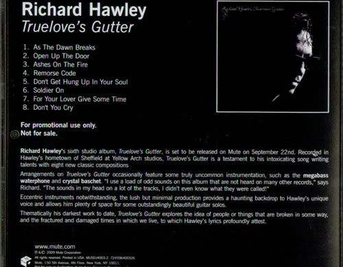 Richard Hawley Truelove's Gutter CD single (CD5 / 5") US WLEC5TR536699