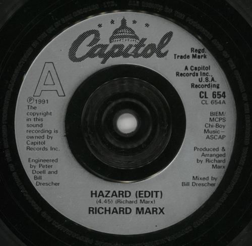 Richard Marx Hazard 7" vinyl single (7 inch record / 45) UK MRX07HA99328
