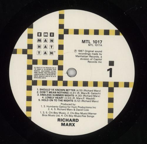 Richard Marx Richard Marx vinyl LP album (LP record) UK MRXLPRI288698