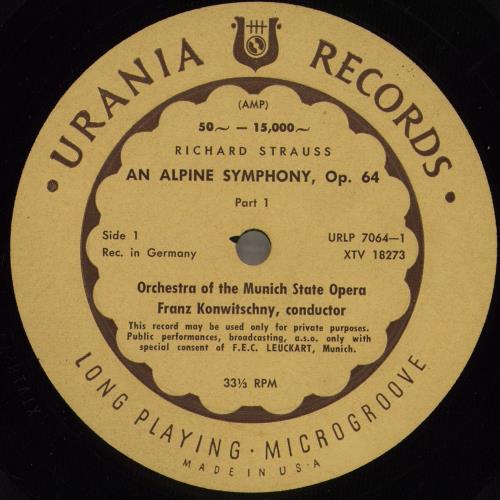Richard Strauss An Alpine Symphony vinyl LP album (LP record) US RG6LPAN750131