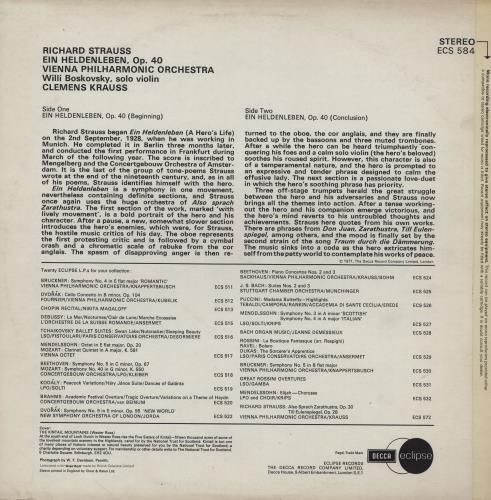 Richard Strauss Ein Heldenleben vinyl LP album (LP record) UK RG6LPEI761149