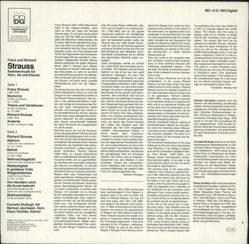 Richard Strauss Franz Und Richard Strauss Kammermusik Fur Horn, Alt Und Klavier vinyl LP album (LP record) German RG6LPFR745892