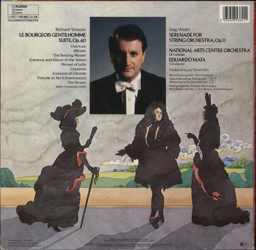 Richard Strauss Le Bourgeois Gentilhomme Suite / Serenade For String Orchestra vinyl LP album (LP record) German RG6LPLE874998