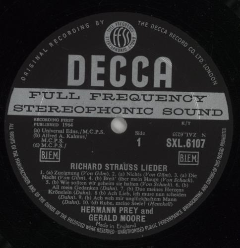 Richard Strauss Lieder vinyl LP album (LP record) UK RG6LPLI878561