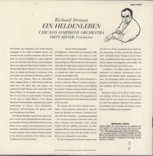 Richard Strauss Richard Strauss: Ein Heldenleben - 180gram vinyl LP album (LP record) UK RG6LPRI874549