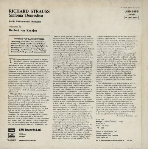 Richard Strauss Sinfonia Domestica vinyl LP album (LP record) UK RG6LPSI760554