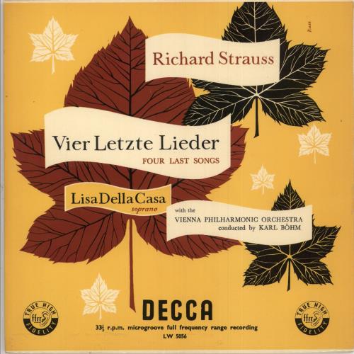 Richard Strauss Strauss: Vier Letzte Lieder 10" vinyl single (10 inch record) UK RG610ST746240