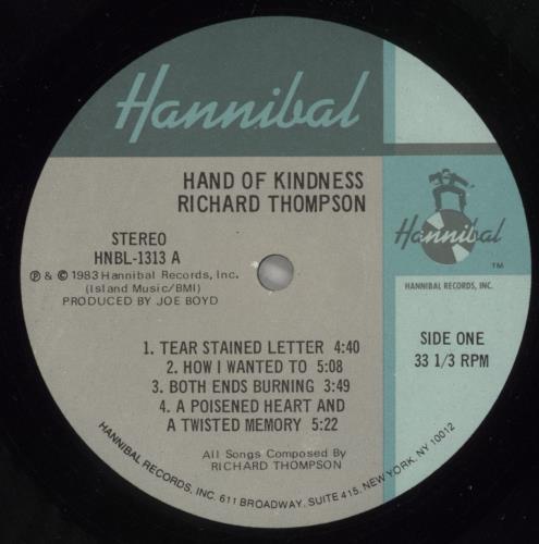 Richard Thompson Hand Of Kindness - Gold promo stamped vinyl LP album (LP record) US RTHLPHA882270