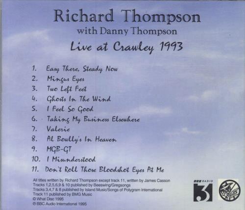 Richard Thompson Live At Crawley 1993 CD album (CDLP) UK RTHCDLI798899