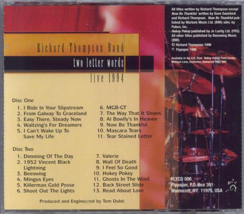 Richard Thompson Two Letter Words (Live 1994) 2 CD album set (Double CD) US RTH2CTW800367