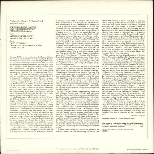 Richard Wagner Boulez Conducts Wagner vinyl LP album (LP record) UK WGXLPBO724636