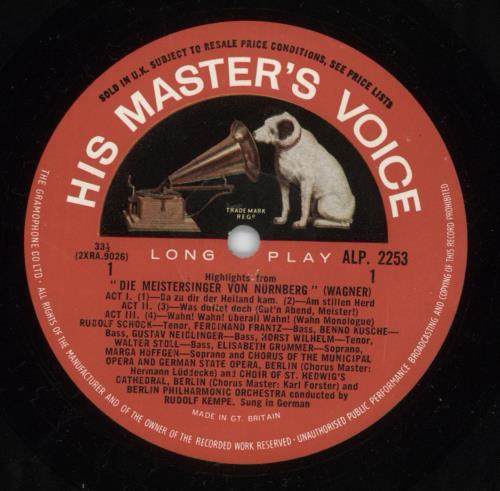 Richard Wagner Die Meistersinger Von Nrnberg Highlights vinyl LP album (LP record) UK WGXLPDI875447