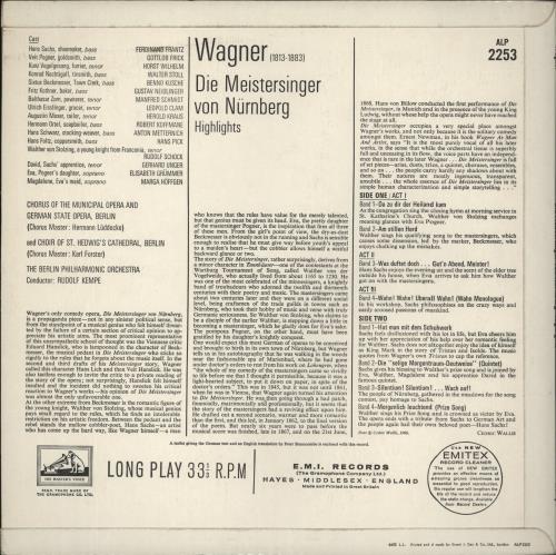 Richard Wagner Die Meistersinger Von Nrnberg Highlights vinyl LP album (LP record) UK WGXLPDI875447
