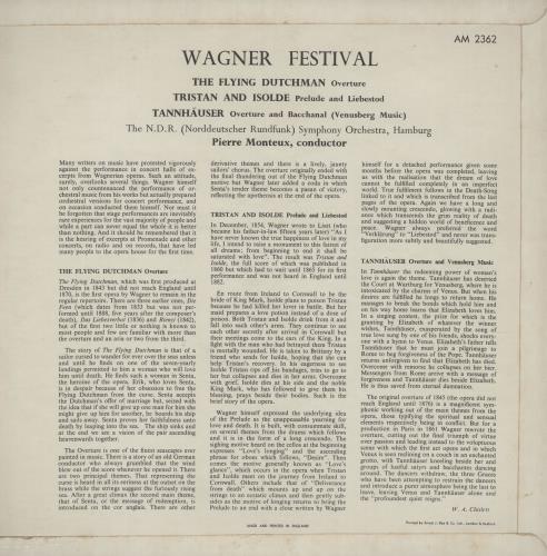 Richard Wagner Wagner Festival vinyl LP album (LP record) UK WGXLPWA751679