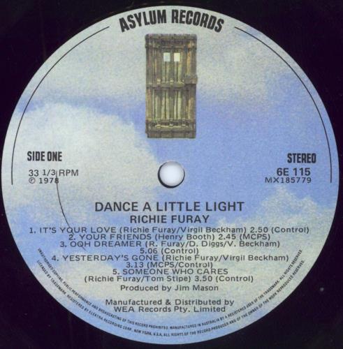 Richie Furay Dance A Little Light vinyl LP album (LP record) US YRFLPDA796514