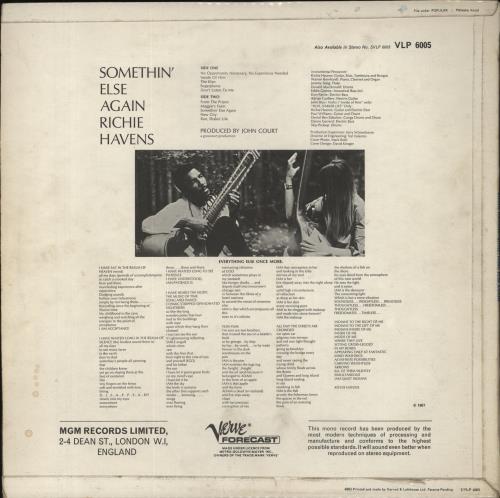 Richie Havens Somethin' Else Again vinyl LP album (LP record) UK CHVLPSO835499