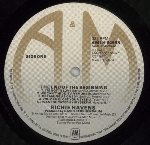 Richie Havens The End Of The Beginning vinyl LP album (LP record) UK CHVLPTH603268