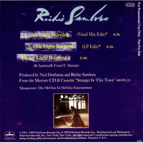 Richie Sambora One Light Burning CD single (CD5 / 5") US RSBC5ON57122
