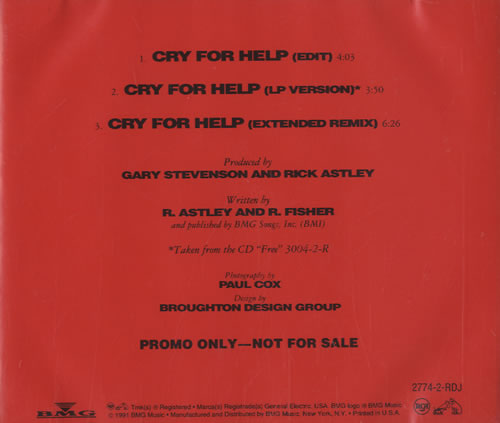 Rick Astley Cry For Help CD single (CD5 / 5") US ASTC5CR22691