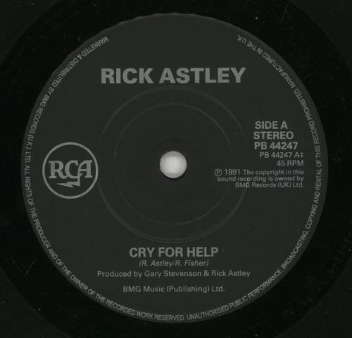 Rick Astley Cry For Help 7" vinyl single (7 inch record / 45) UK AST07CR593354