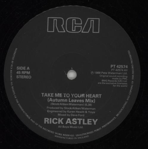 Rick Astley Take Me To Your Heart 12" vinyl single (12 inch record / Maxi-single) UK AST12TA44806