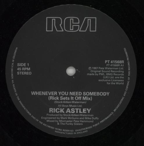Rick Astley Whenever You Need Somebody 12" vinyl single (12 inch record / Maxi-single) UK AST12WH44822