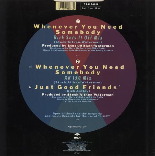 Rick Astley Whenever You Need Somebody 12" vinyl single (12 inch record / Maxi-single) UK AST12WH44822