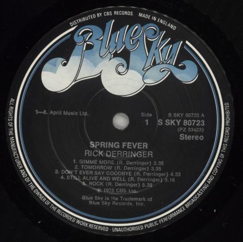 Rick Derringer Spring Fever vinyl LP album (LP record) UK RDRLPSP776230