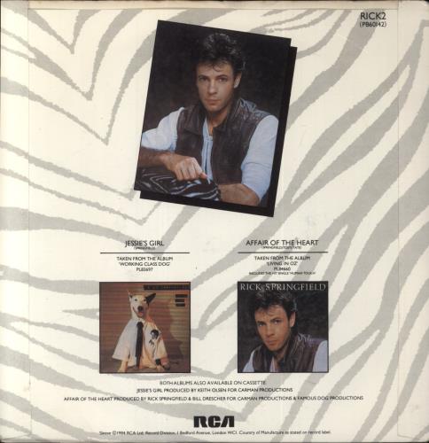 Rick Springfield Jessie's Girl 7" vinyl single (7 inch record / 45) UK RSP07JE160275