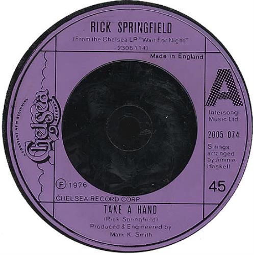 Rick Springfield Take A Hand 7" vinyl single (7 inch record / 45) UK RSP07TA201668