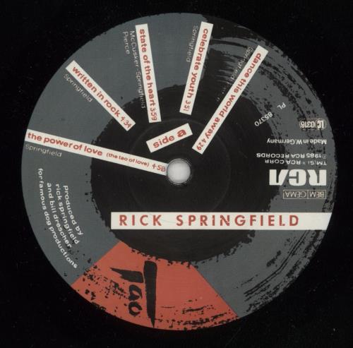 Rick Springfield Tao vinyl LP album (LP record) German RSPLPTA275316