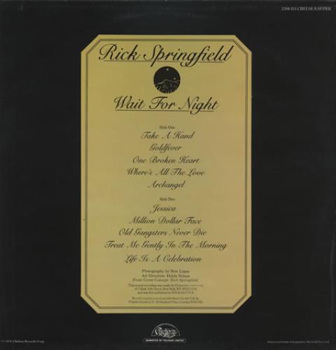 Rick Springfield Wait For Night vinyl LP album (LP record) UK RSPLPWA210448