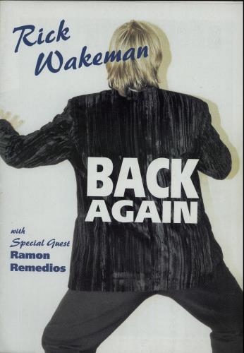 Rick Wakeman Back Again - Autographed + Ticket Stub & Signed Flyer tour programme UK RKWTRBA655075