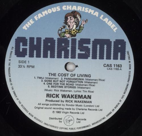 Rick Wakeman Cost Of Living vinyl LP album (LP record) UK RKWLPCO281364