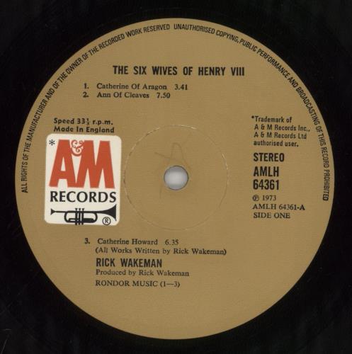 Rick Wakeman The Six Wives Of Henry VIII - 1st - Red vinyl LP album (LP record) UK RKWLPTH662588