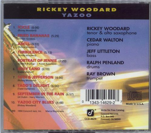 Rickey Woodward Yazoo CD album (CDLP) US 2UCCDYA771506