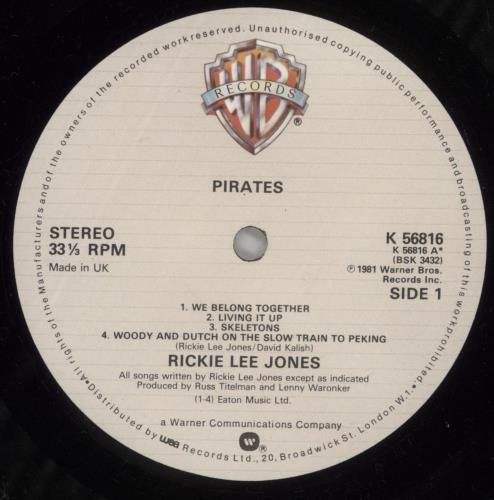 Rickie Lee Jones Pirates vinyl LP album (LP record) UK RLJLPPI667399