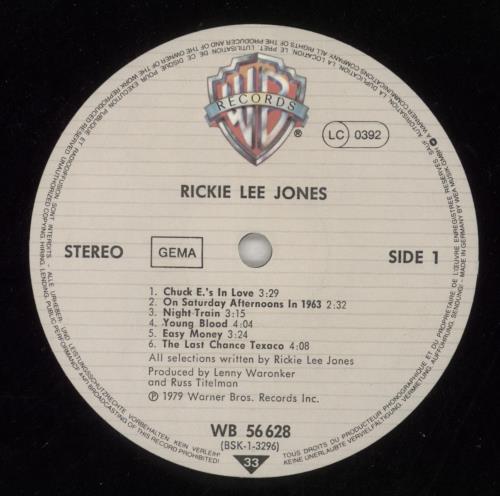 Rickie Lee Jones Rickie Lee Jones vinyl LP album (LP record) German RLJLPRI337832
