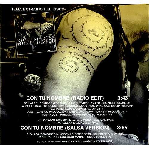 Ricky Martin Con Tu Nombre CD single (CD5 / 5") Mexican RKMC5CO412141