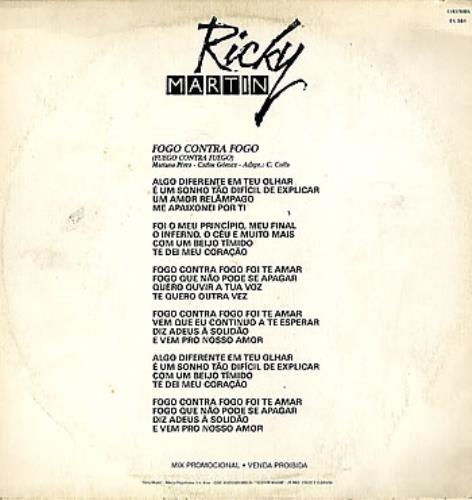 Ricky Martin Fogo Contra Fogo 12" vinyl single (12 inch record / Maxi-single) Brazilian RKM12FO286152