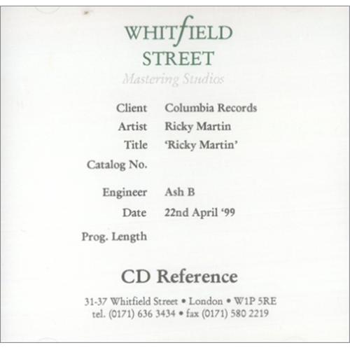 Ricky Martin Ricky Martin CD-R acetate UK RKMCRRI137294