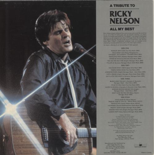 Ricky Nelson All My Best 2-LP vinyl record set (Double LP Album) Canadian R-N2LAL691995