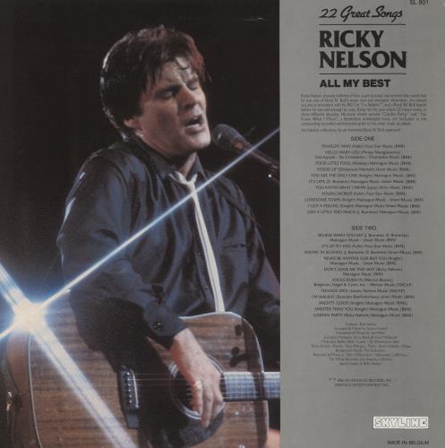 Ricky Nelson All My Best vinyl LP album (LP record) Belgian R-NLPAL816973