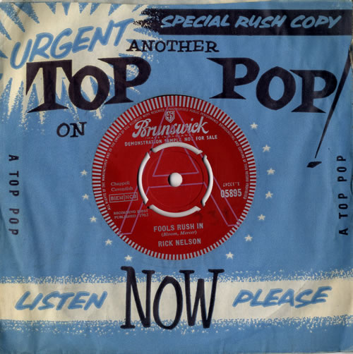 Ricky Nelson Fools Rush In 7" vinyl single (7 inch record / 45) UK R-N07FO477860