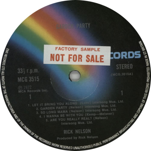 Ricky Nelson Garden Party - Factory Sample vinyl LP album (LP record) UK R-NLPGA613634